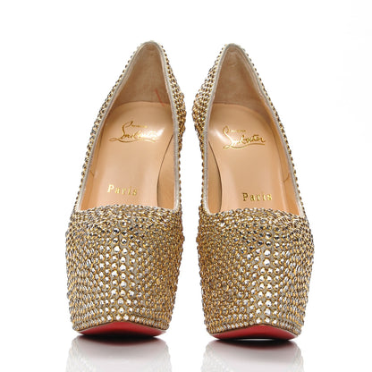 Christian Louboutin Crystal Suede Burma Daffodile Strass 160 Pumps 34 Gold 2 of 8