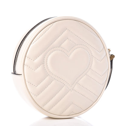 Gucci Calfskin Matelasse GG Marmont Round Wrist Wallet Mystic White 3 of 10