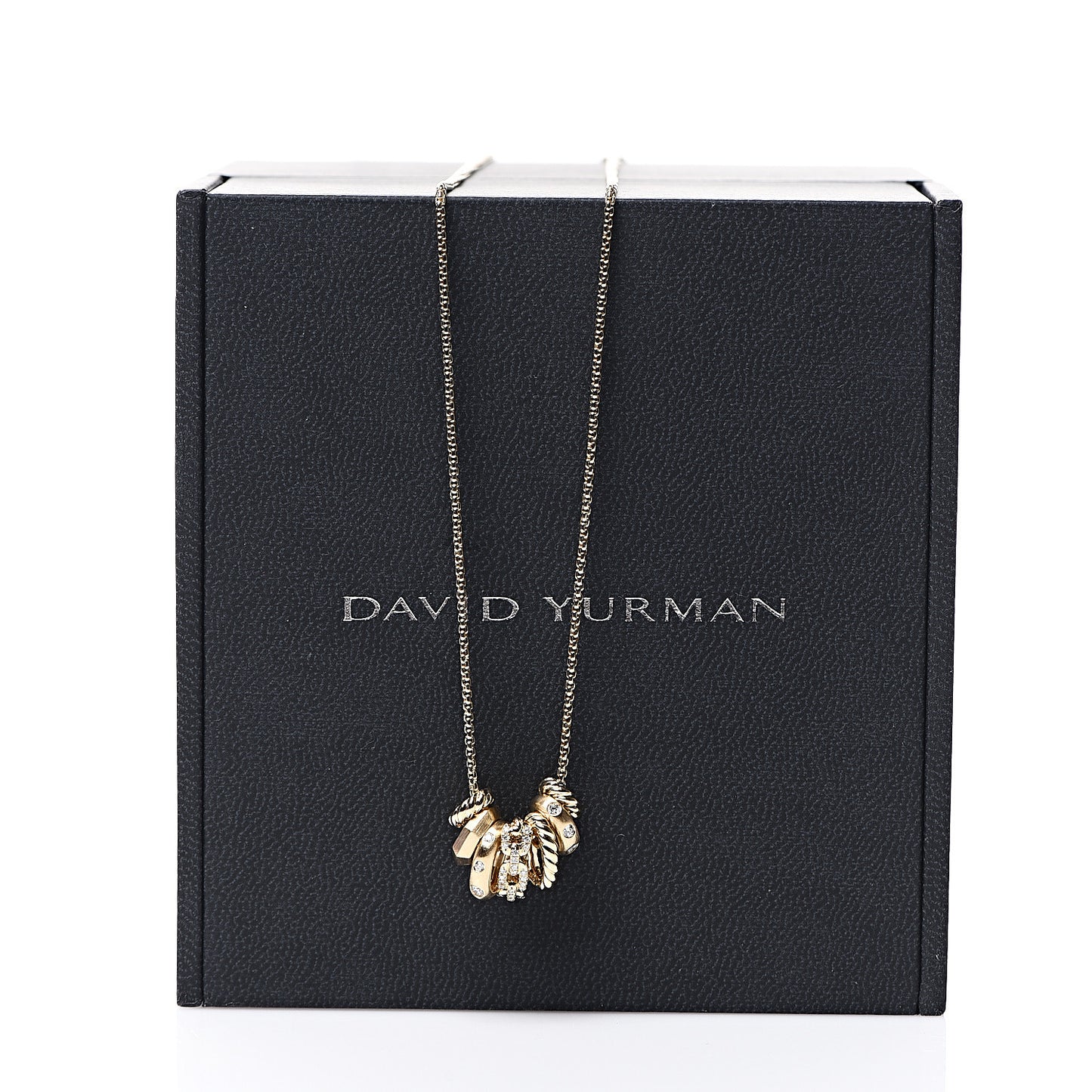 18K Yellow Gold Diamond Stax Rondelle Pendant Necklace