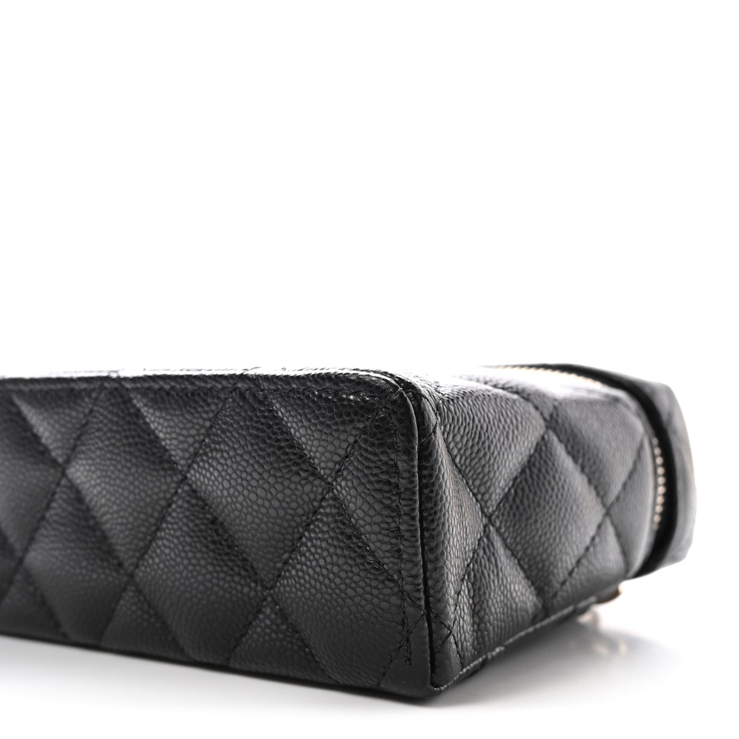 Caviar Quilted Top Handle Slim Vanity With Chain Black