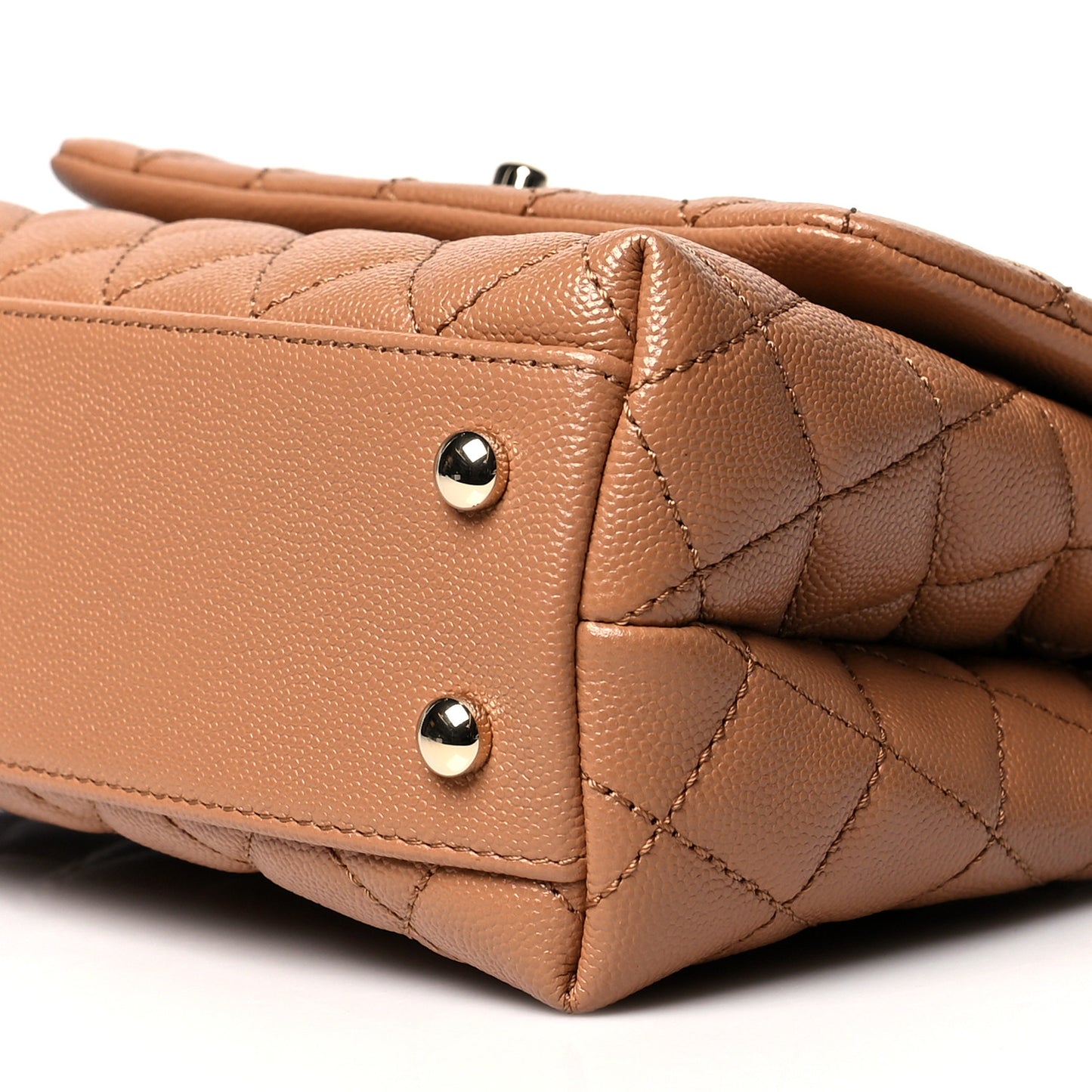 Caviar Quilted Mini Coco Handle Flap Brown