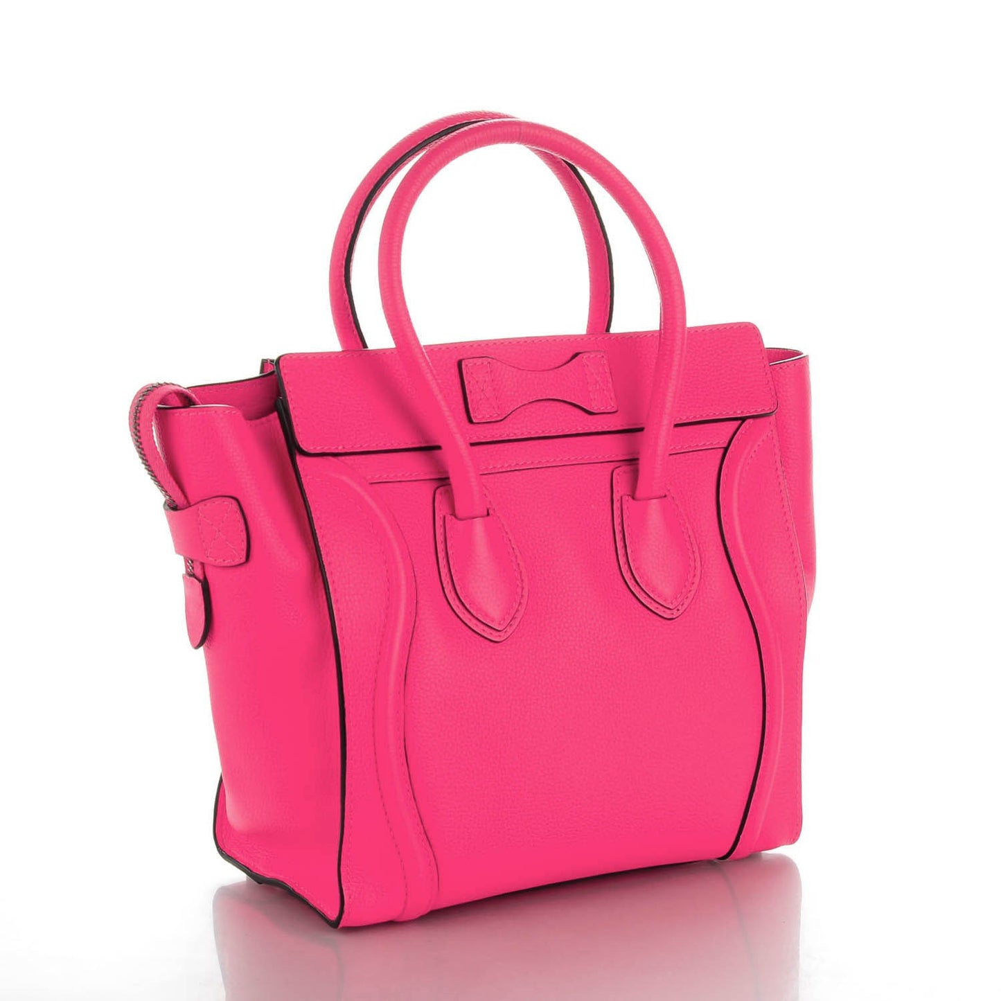 Drummed Calfskin Micro Luggage Fluo Pink
