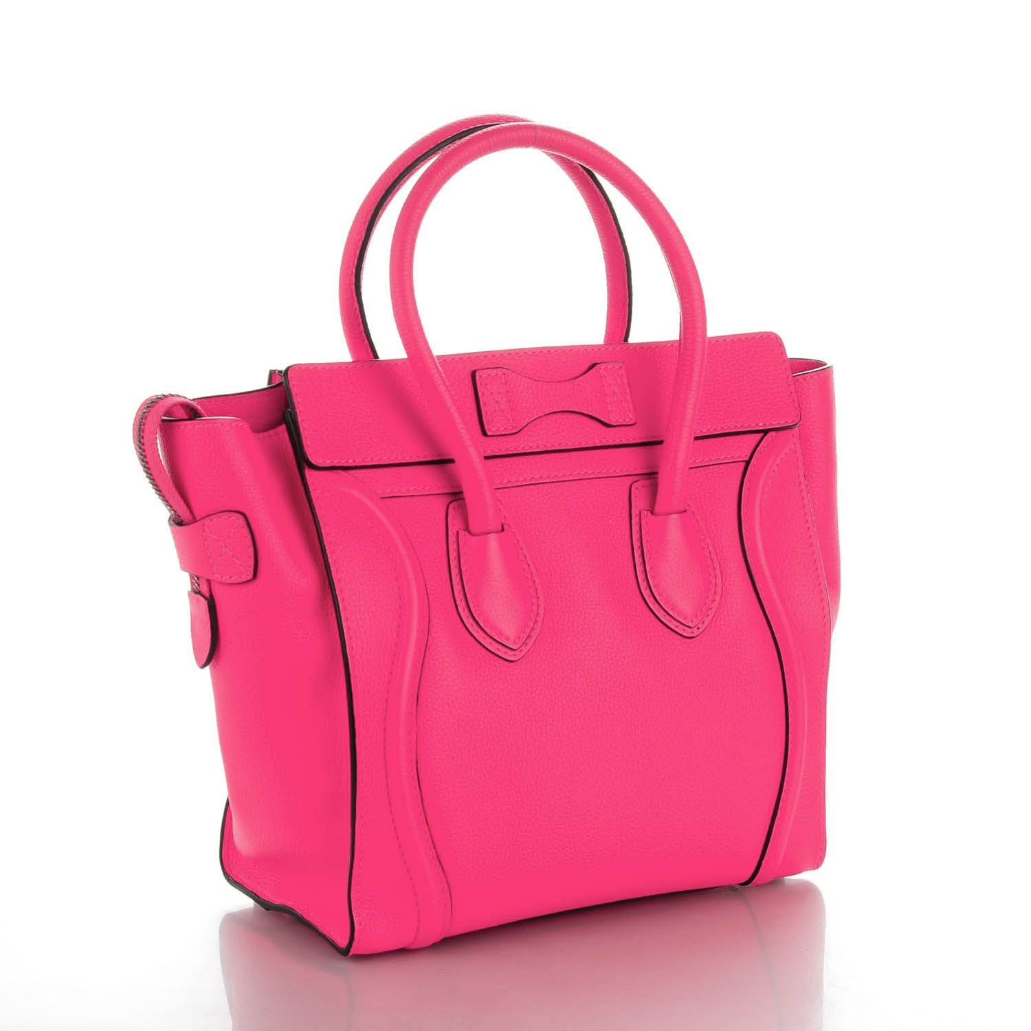 Celine Drummed Calfskin Micro Luggage Fluo Pink 3 of 8