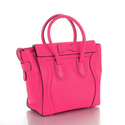 Celine Drummed Calfskin Micro Luggage Fluo Pink 3 of 8