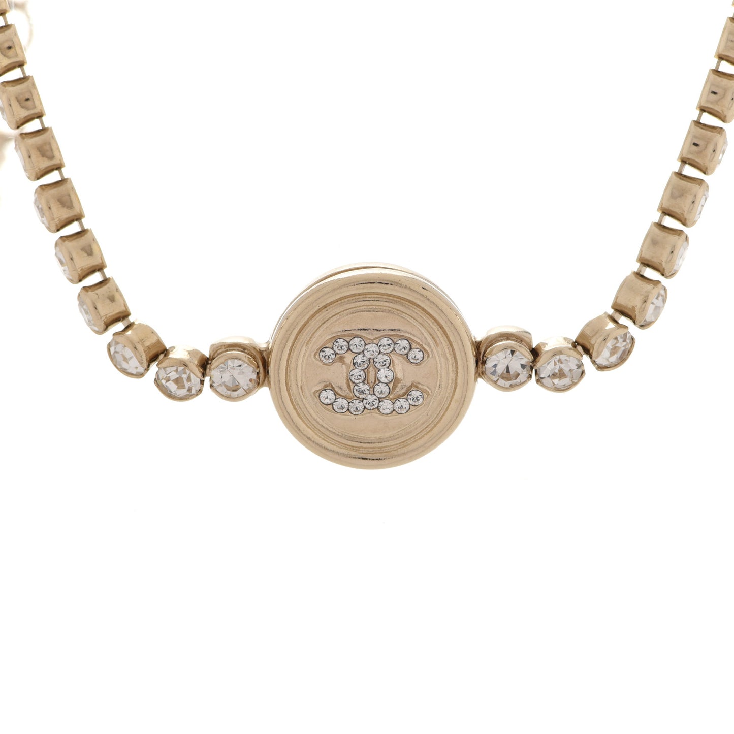 Crystal CC Chain Short Necklace Gold