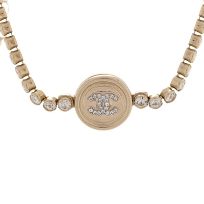 Chanel Crystal CC Chain Short Necklace Gold 4 of 6