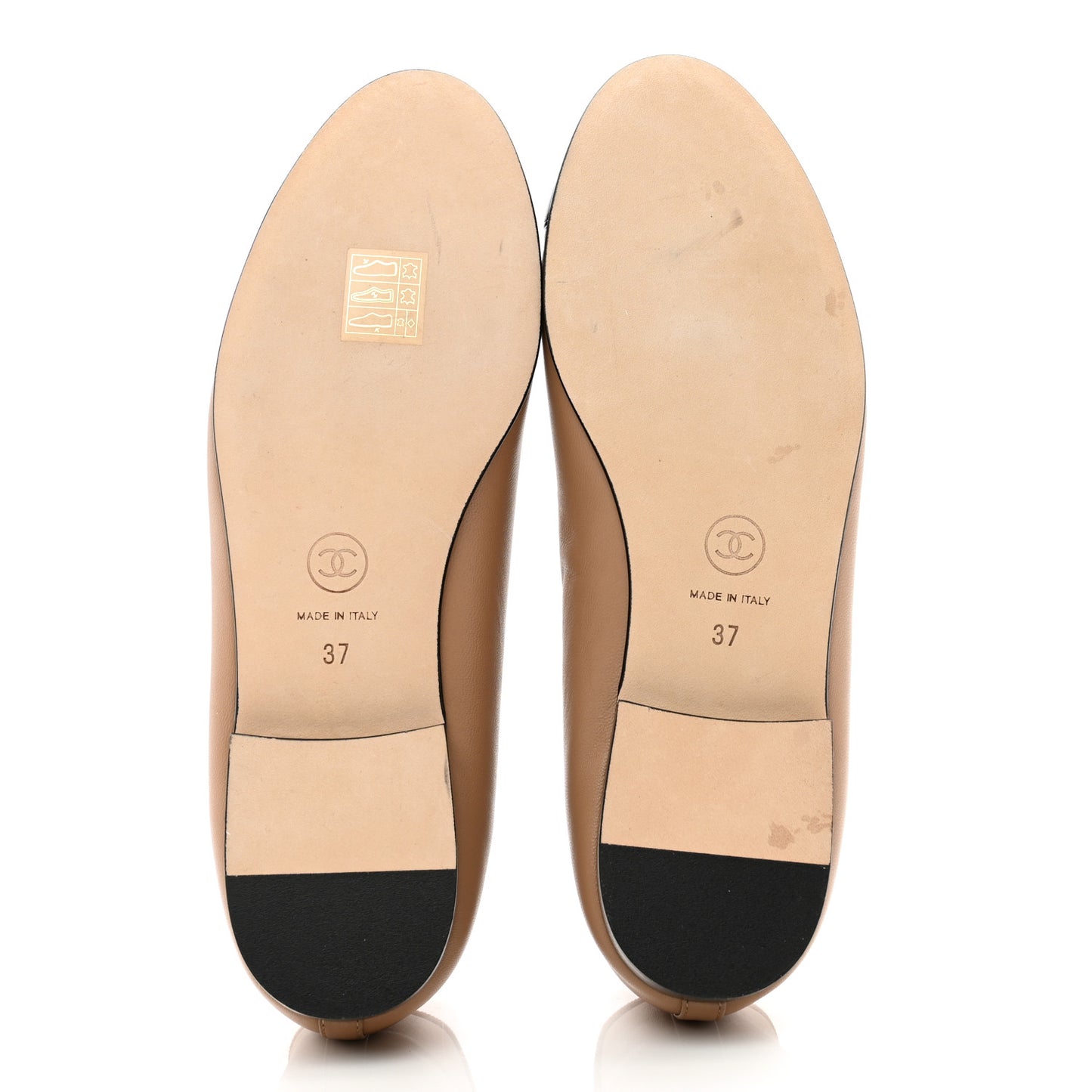 Lambskin Cap Toe CC Ballerina Flats 37 Dark Beige Black