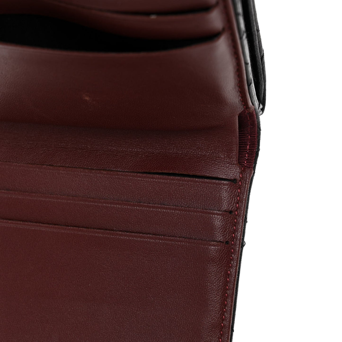 Lambskin Quilted Tri-Fold Flap Wallet Black
