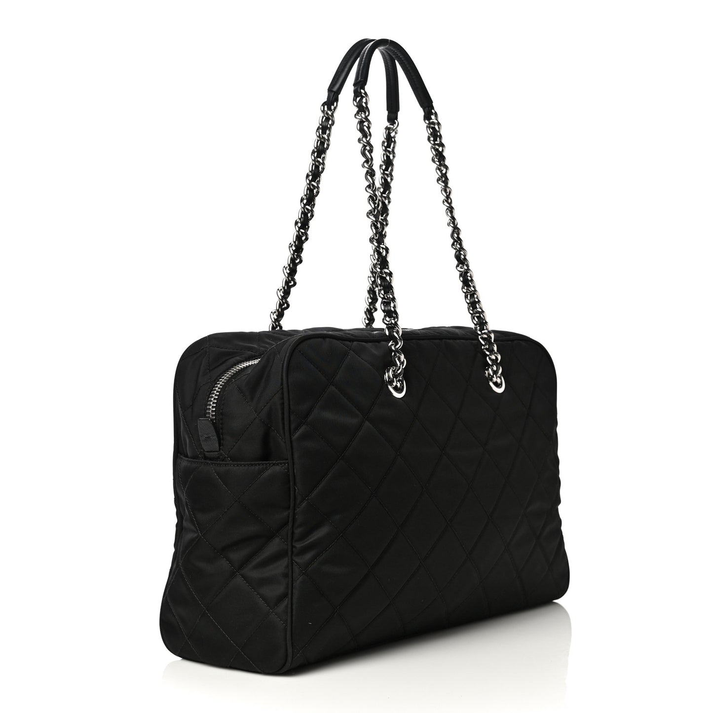 Nylon Tessuto Impuntu Quilted Shoulder Bag Black