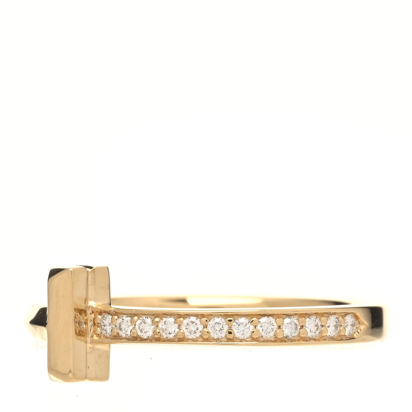 18K Yellow Gold Diamond T T1 Ring 57 8