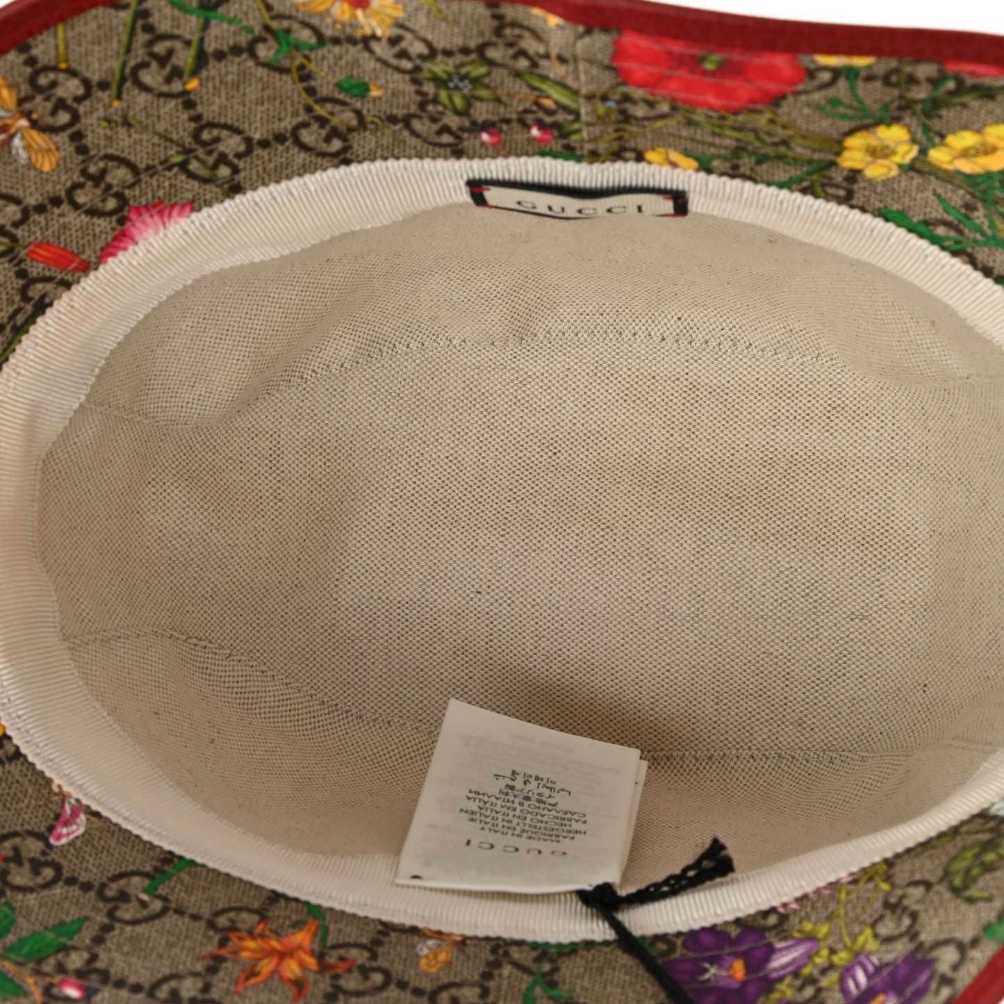 GG Supreme Monogram Flora Fedora Hat L Red