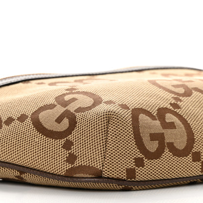 Gucci Monogram Jumbo GG Textured Dollar Calfskin Web Belt Bag Camel Ebony New Acero 9 of 10