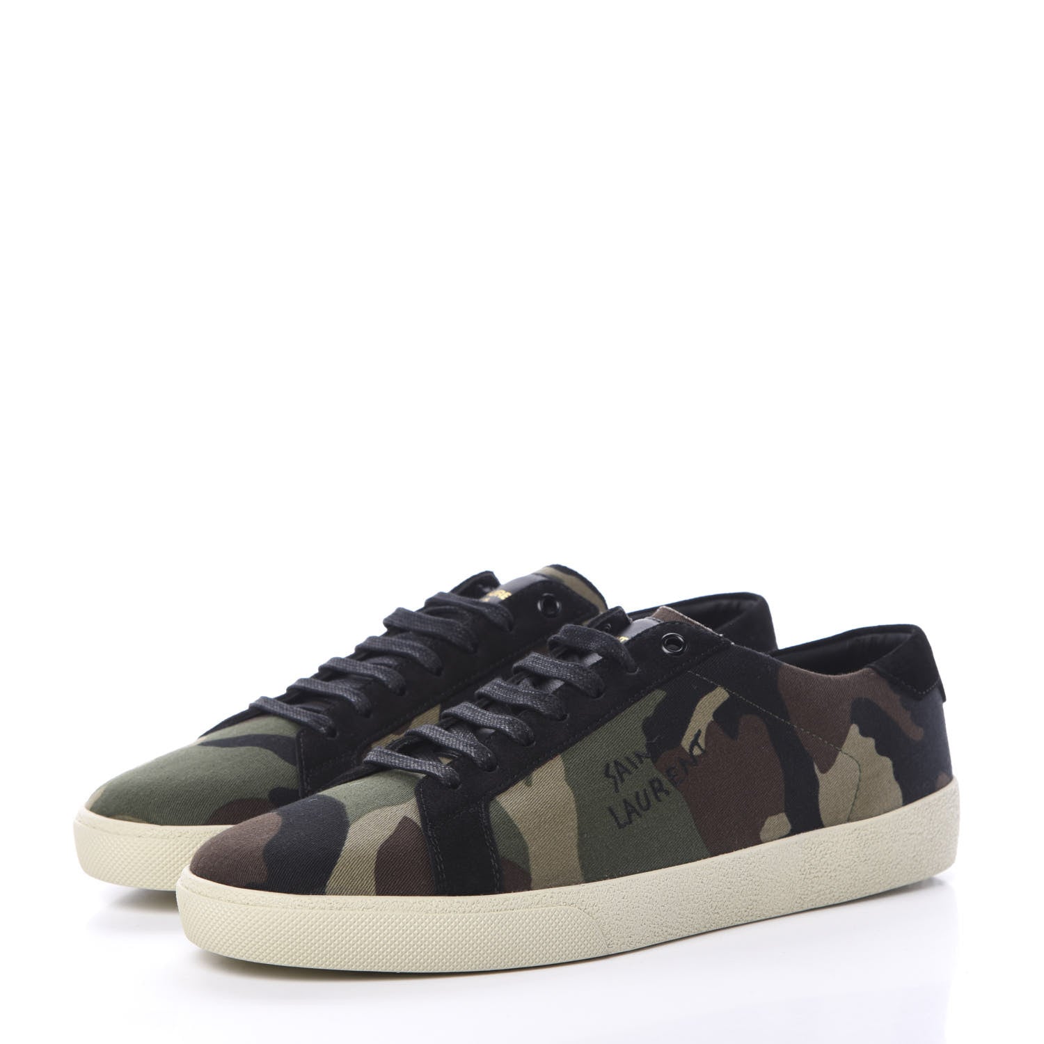 Saint Laurent Canvas Camouflage Signa SL/06 Low Top Sneakers 44 Kaki 3 of 8