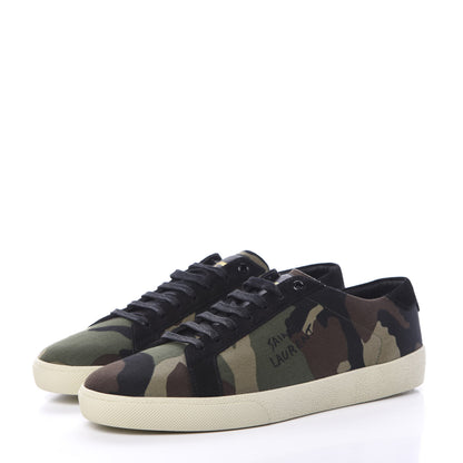 Saint Laurent Canvas Camouflage Signa SL/06 Low Top Sneakers 44 Kaki 3 of 8