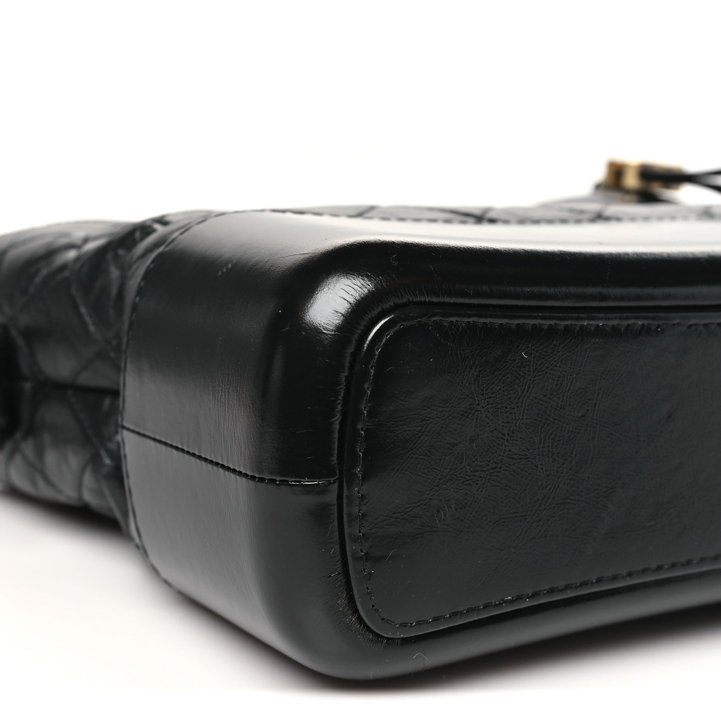 Aged Calfskin Quilted Medium Gabrielle Hobo Black