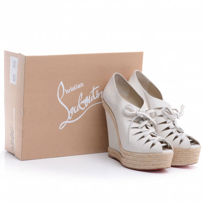 Christian Louboutin Suede Viva Boom 140 Espadrille Booties 39 Creme 6 of 8