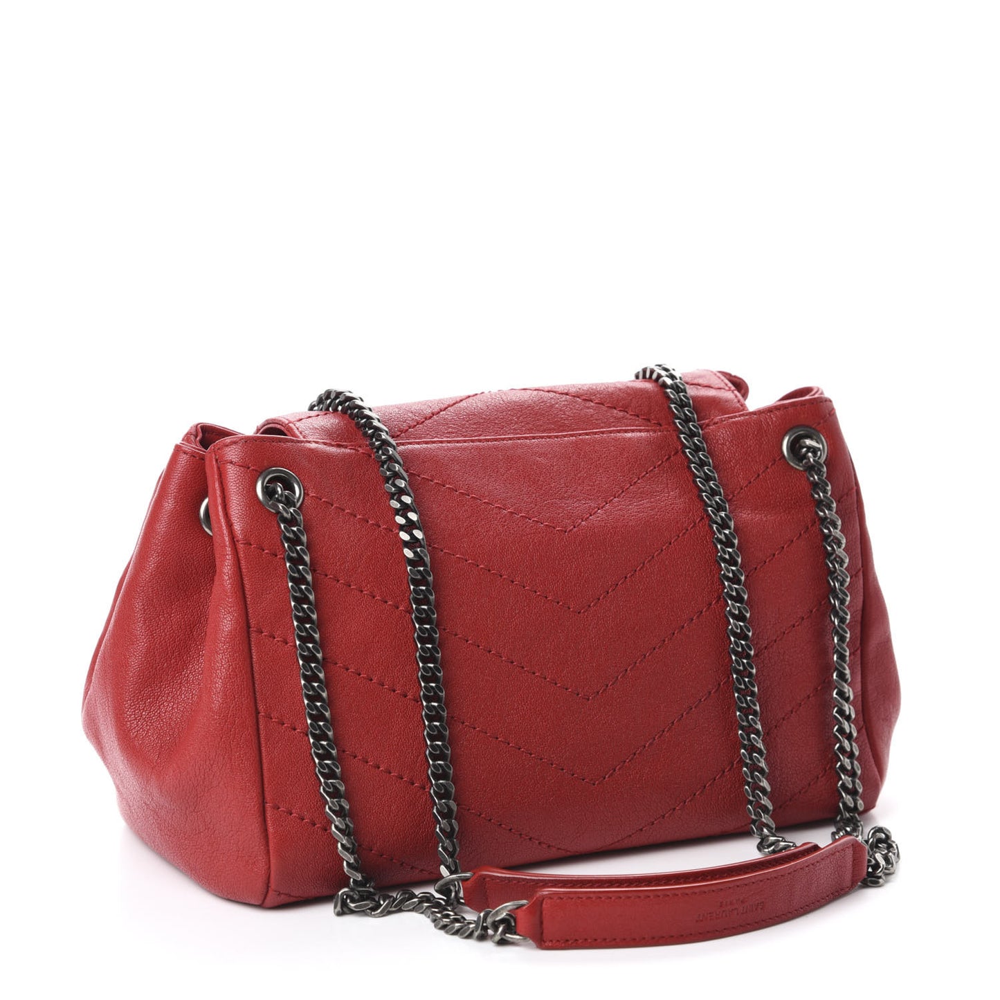 Pebbled Lambskin Chevron Monogram Medium Nolita Red