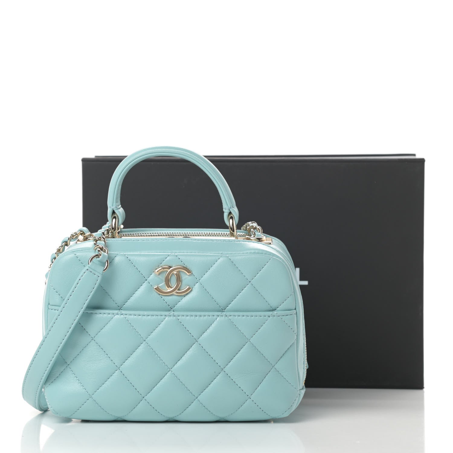 Chanel Lambskin Quilted Small Trendy CC Bowling Bag Light Blue 12 of 12