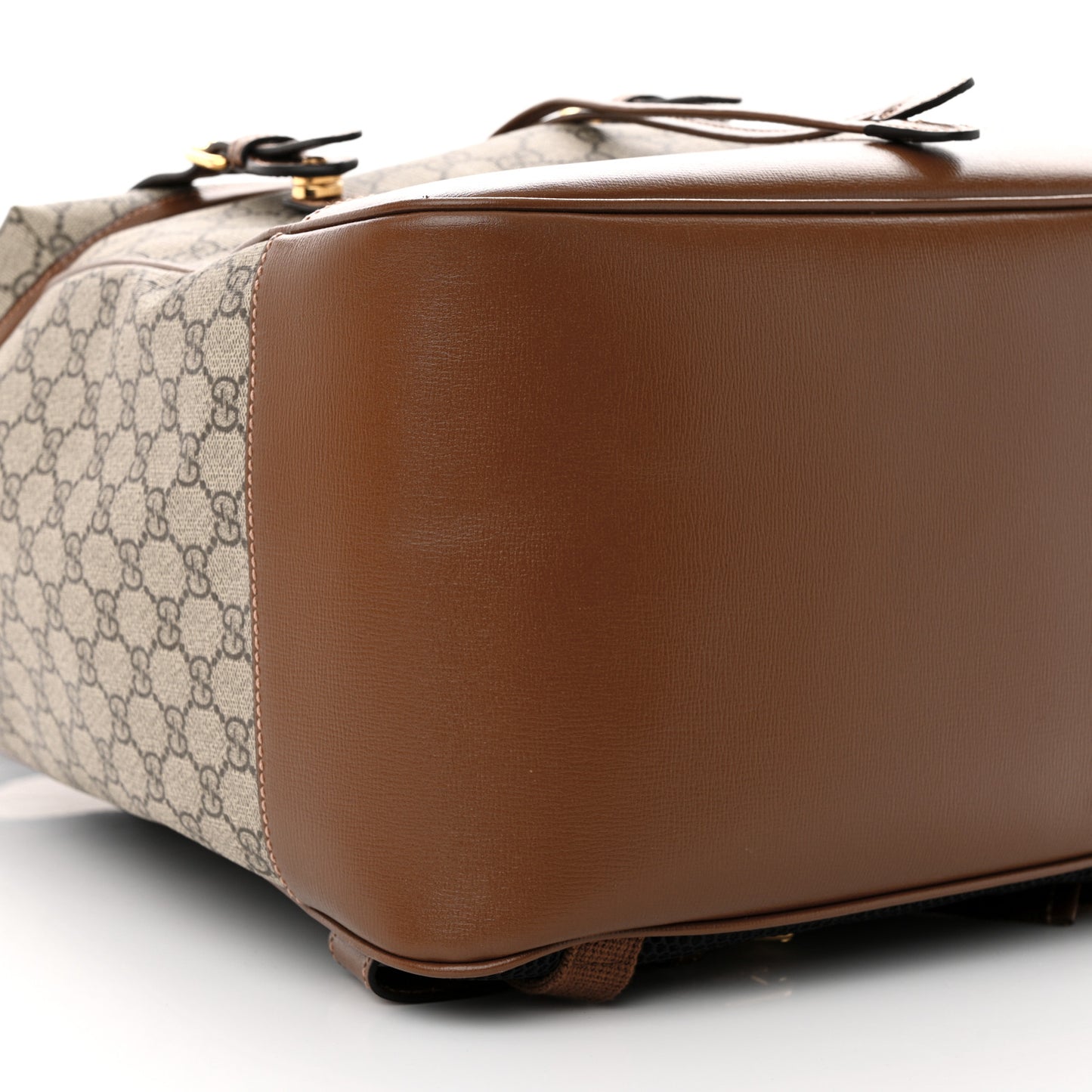 GG Supreme Monogram Azalea Calfskin Medium Retro Interlocking G Buckle Backpack Beige Ebony Brown Sugar