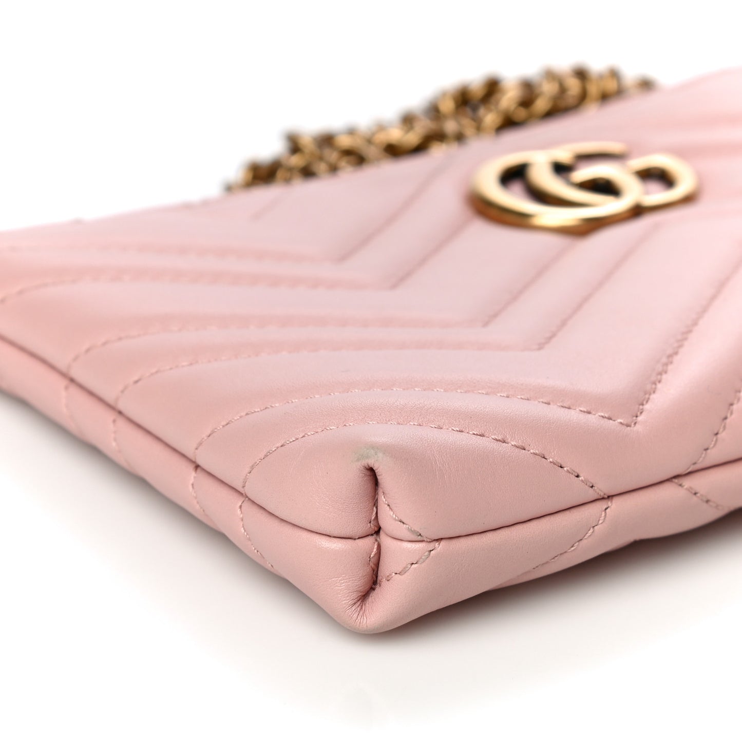 Calfskin Matelasse Mini GG Marmont Chain Bag Perfect Pink