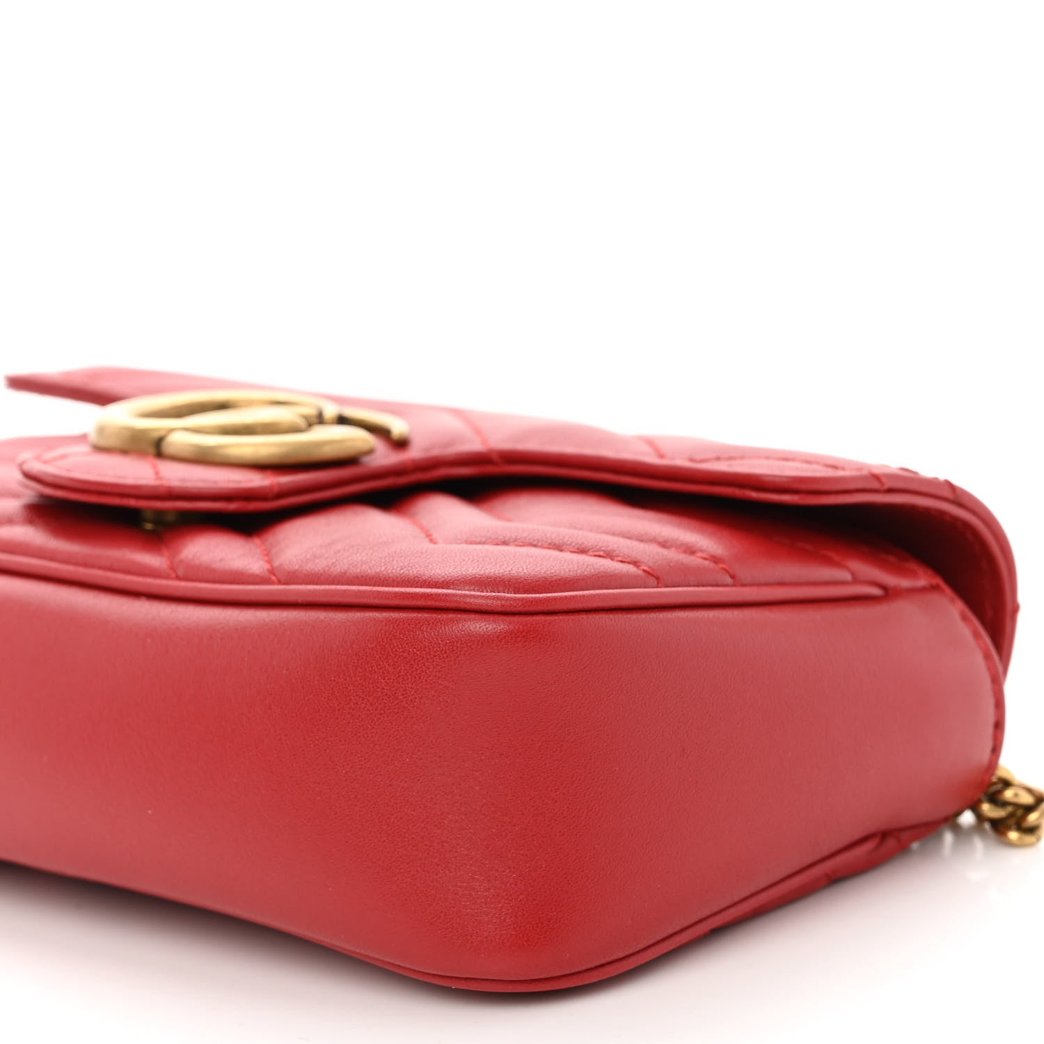 Gucci Calfskin Matelasse Super Mini GG Marmont Shoulder Bag Hibiscus Red 11 of 11