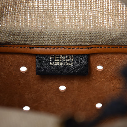 Fendi Calfskin Linen Perforated Medium B Fab Tote Miel Grezzo 8 of 16