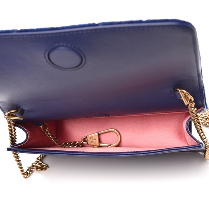 Gucci Velvet Matelasse GG Marmont Mini Bag Cobalt Blue 5 of 9