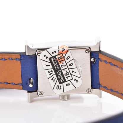 Hermes Stainless Steel Swift 17.2mm Heure H Hour Double Tour Quartz Watch Bleu Electrique 8 of 10