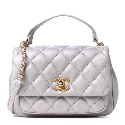 Chanel Calfskin Quilted Top Handle Flap Light Grey 1 of 4