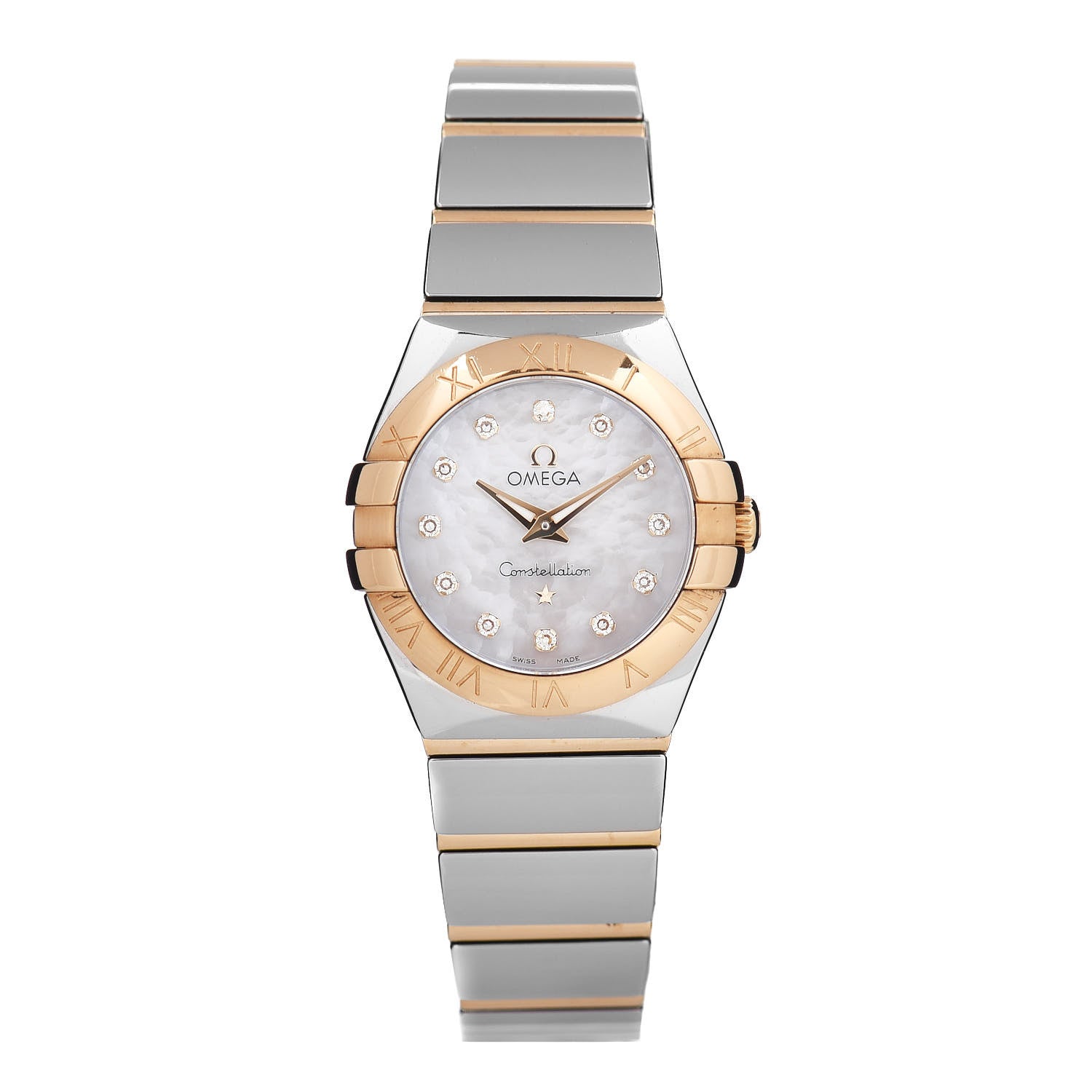 Omega Stainless Steel 18K Yellow Gold Diamond Mother of Pearl 24mm Constellation Quartz Watch 123.20.24.60.55.004 1 of 5
