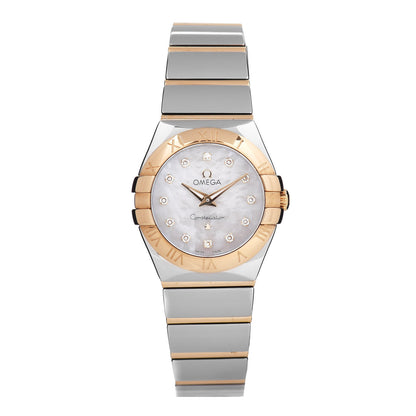 Omega Stainless Steel 18K Yellow Gold Diamond Mother of Pearl 24mm Constellation Quartz Watch 123.20.24.60.55.004 1 of 5