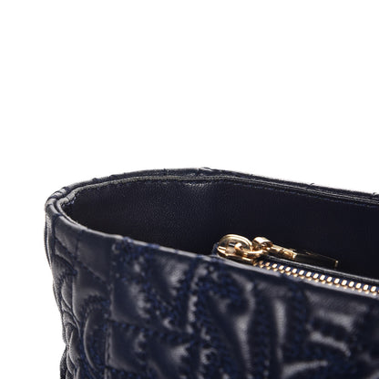 Versace Barocco Quilted Nappa Elettra Vanitas Tote Navy 17 of 18
