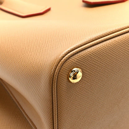 Prada Saffiano Cuir Medium Double Bag Noisette Papaya 7 of 10