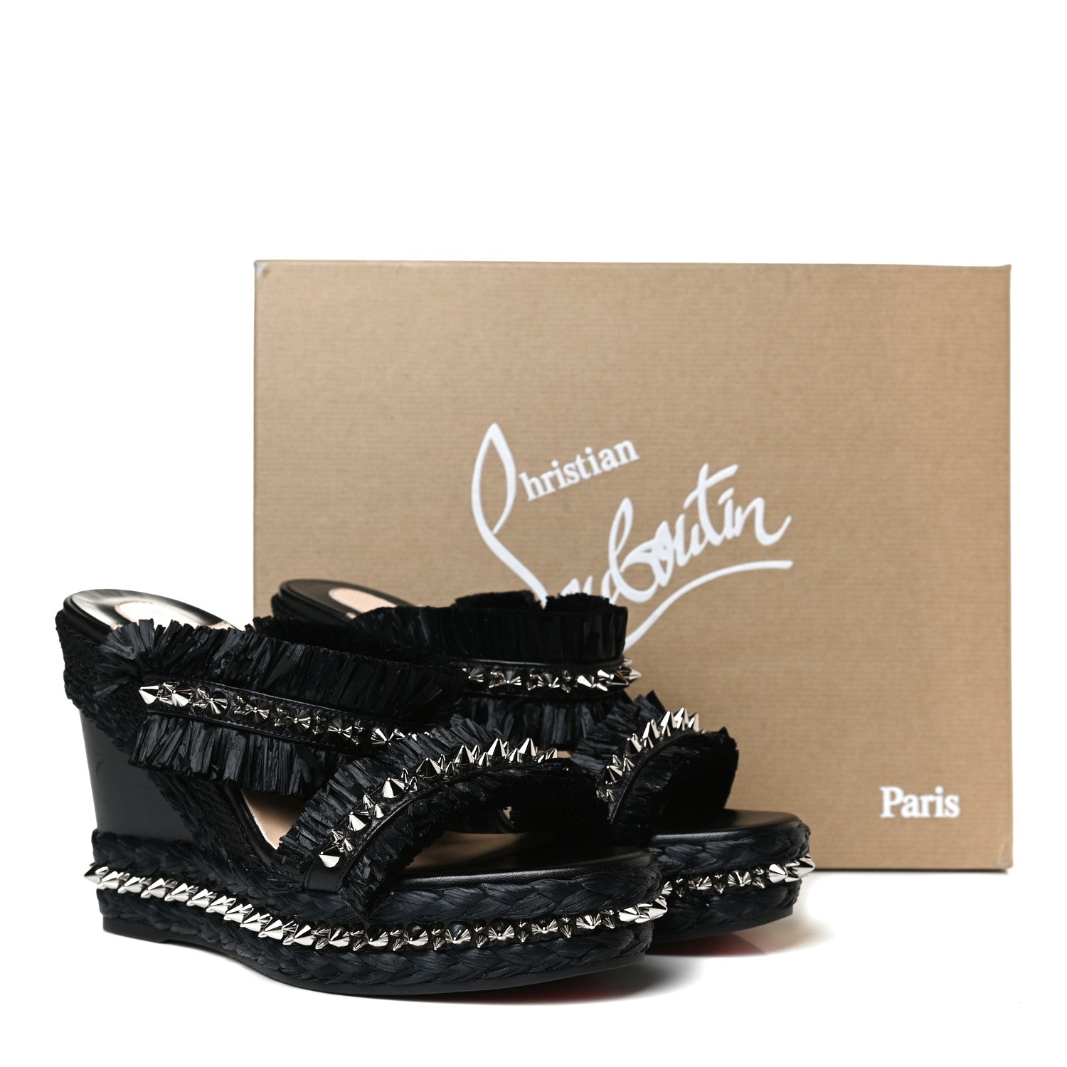 Christian Louboutin Voltinoudou 110mm Tie Cruise Raffia Spike Wedge 38 14 of 14
