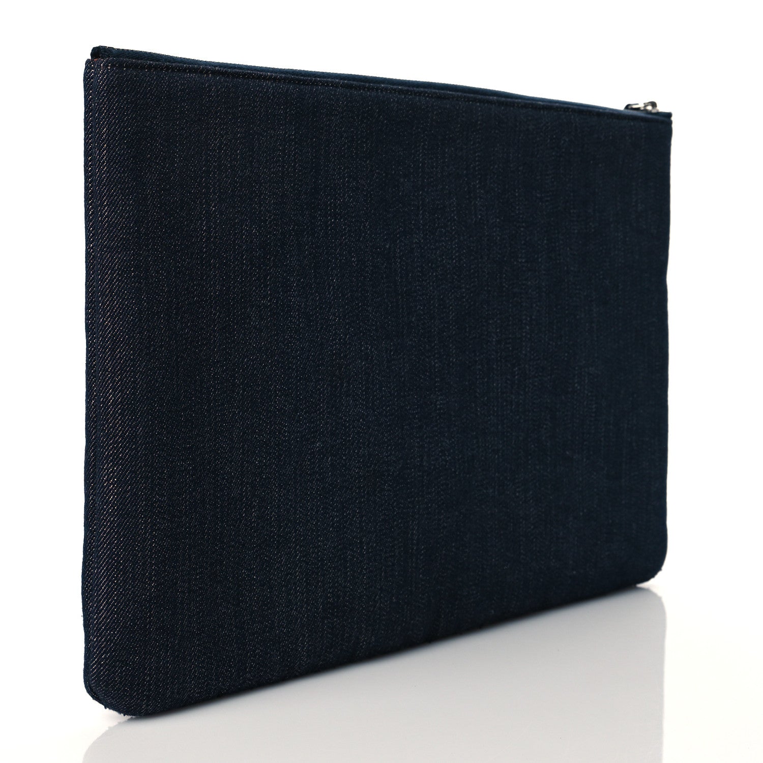 Chanel Denim Large Deauville Pouch Clutch Blue Orange 3 of 11