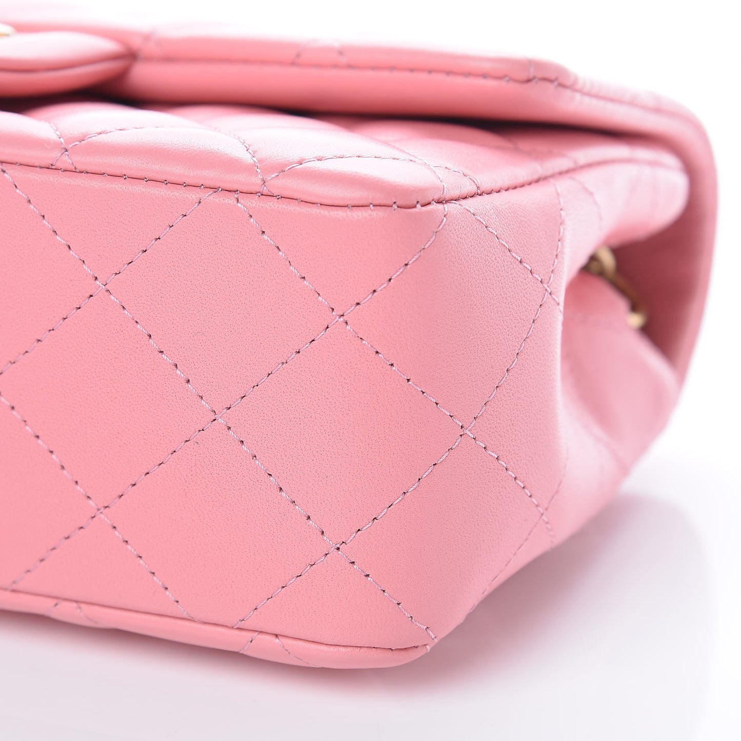 Lambskin Quilted Mini Rectangular Flap Pink