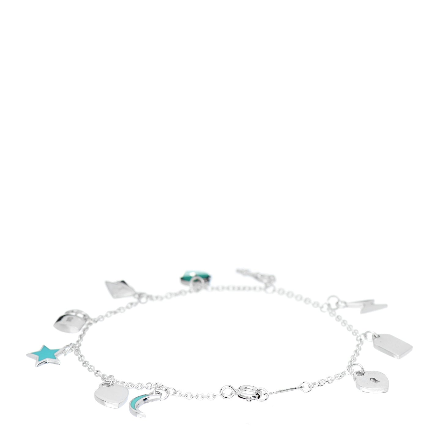 Sterling Silver Enamel Love Notes Charm Bracelet Blue