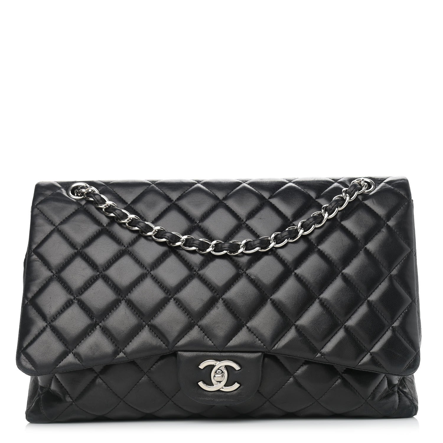 Chanel Lambskin Quilted Maxi Single Flap Black 1 of 14