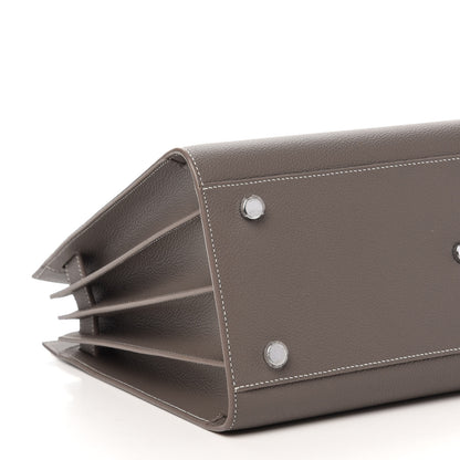Saint Laurent Grained Calfskin Topstitch Small Sac De Jour Grey 6 of 9