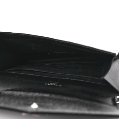 Saint Laurent Grain De Poudre Matelasse Chevron Monogram Envelope Clutch Black 5 of 10