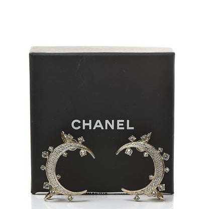 Chanel Crystal CC Crescent Moon Clip On Earrings Gold 5 of 5