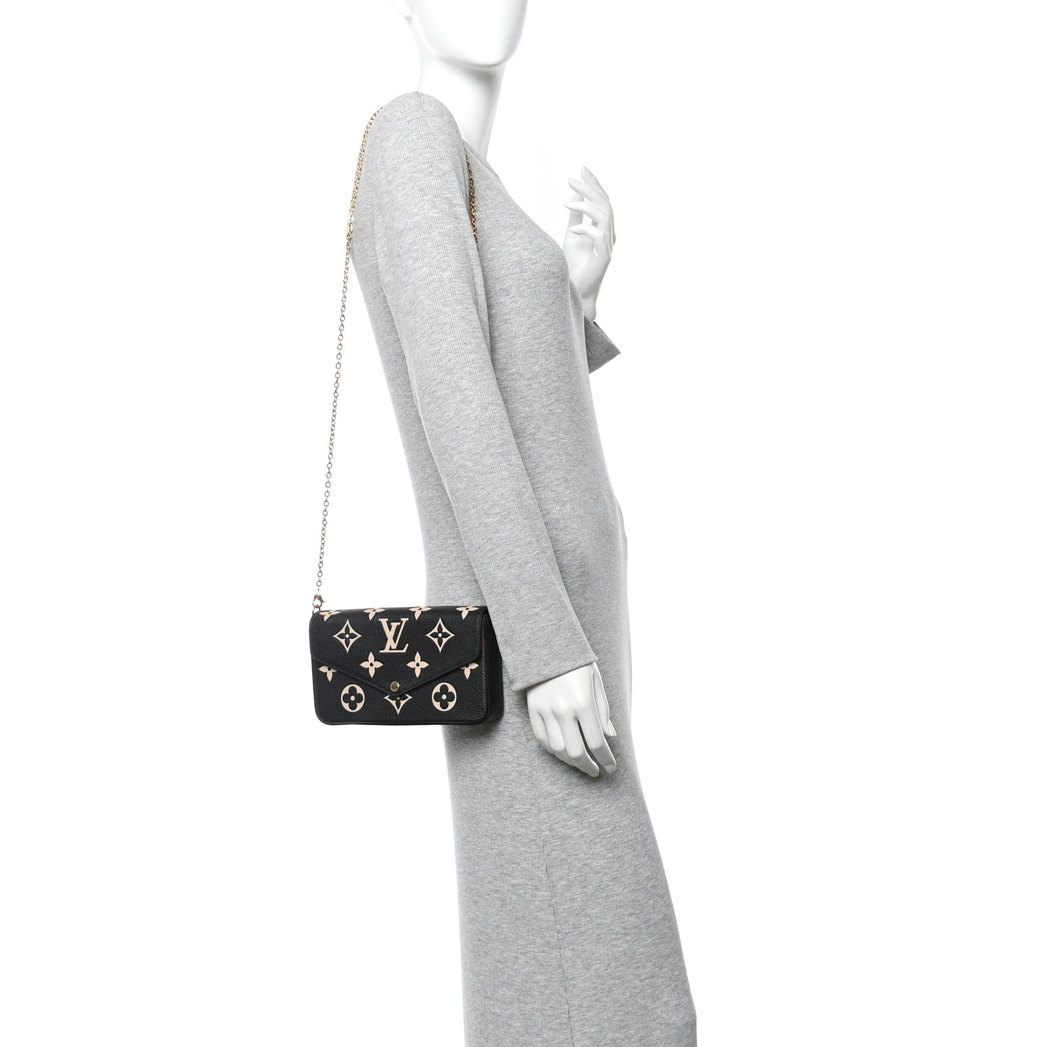 Louis Vuitton Empreinte Monogram Giant Felicie Pochette Black Beige 2 of 12