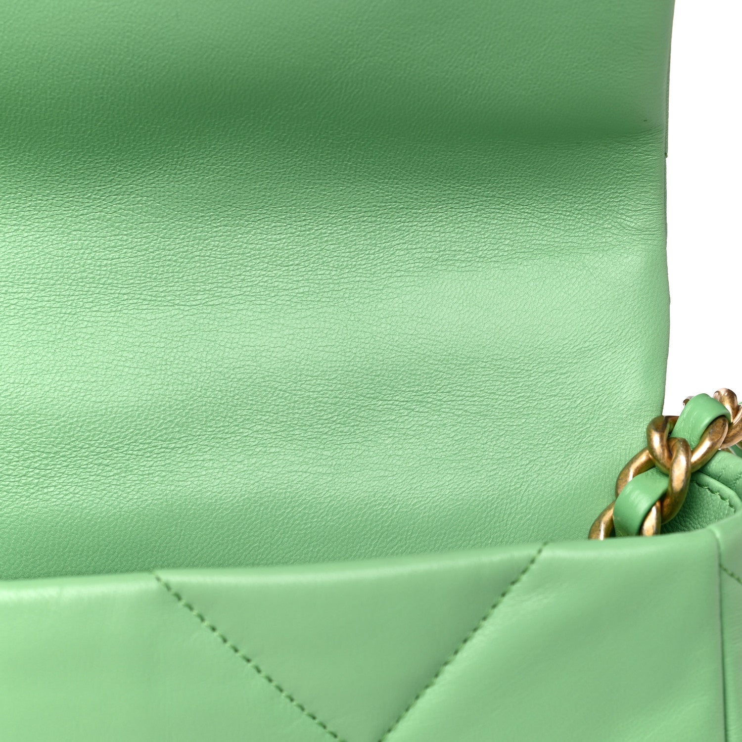 Chanel Goatskin Quilted Medium Chanel 19 Flap Light Green 14 of 16