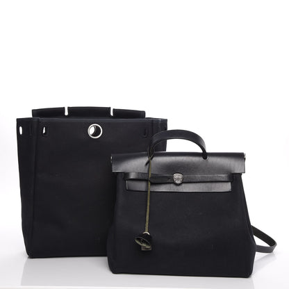 Hermes Toile Vache Calfskin Herbag 30 PM Backpack Black 6 of 14