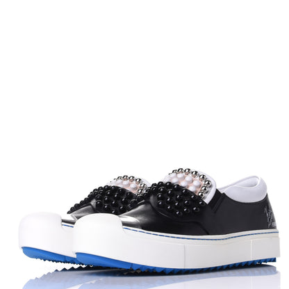 Fendi Calfskin Studded Karlito Slip On Sneaker 36 Black 3 of 11