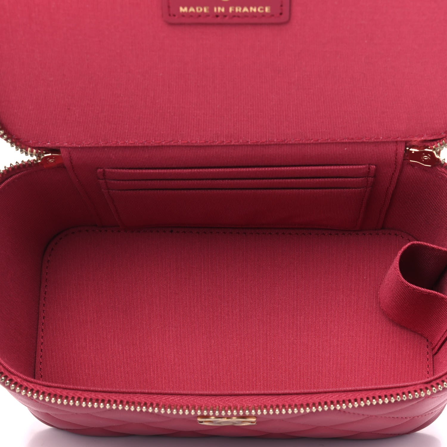 Chanel Lambskin Quilted Small Top Handle Vanity Case With Chain Dark Pink 4 of 4