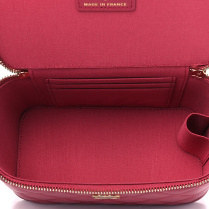 Chanel Lambskin Quilted Small Top Handle Vanity Case With Chain Dark Pink 4 of 4