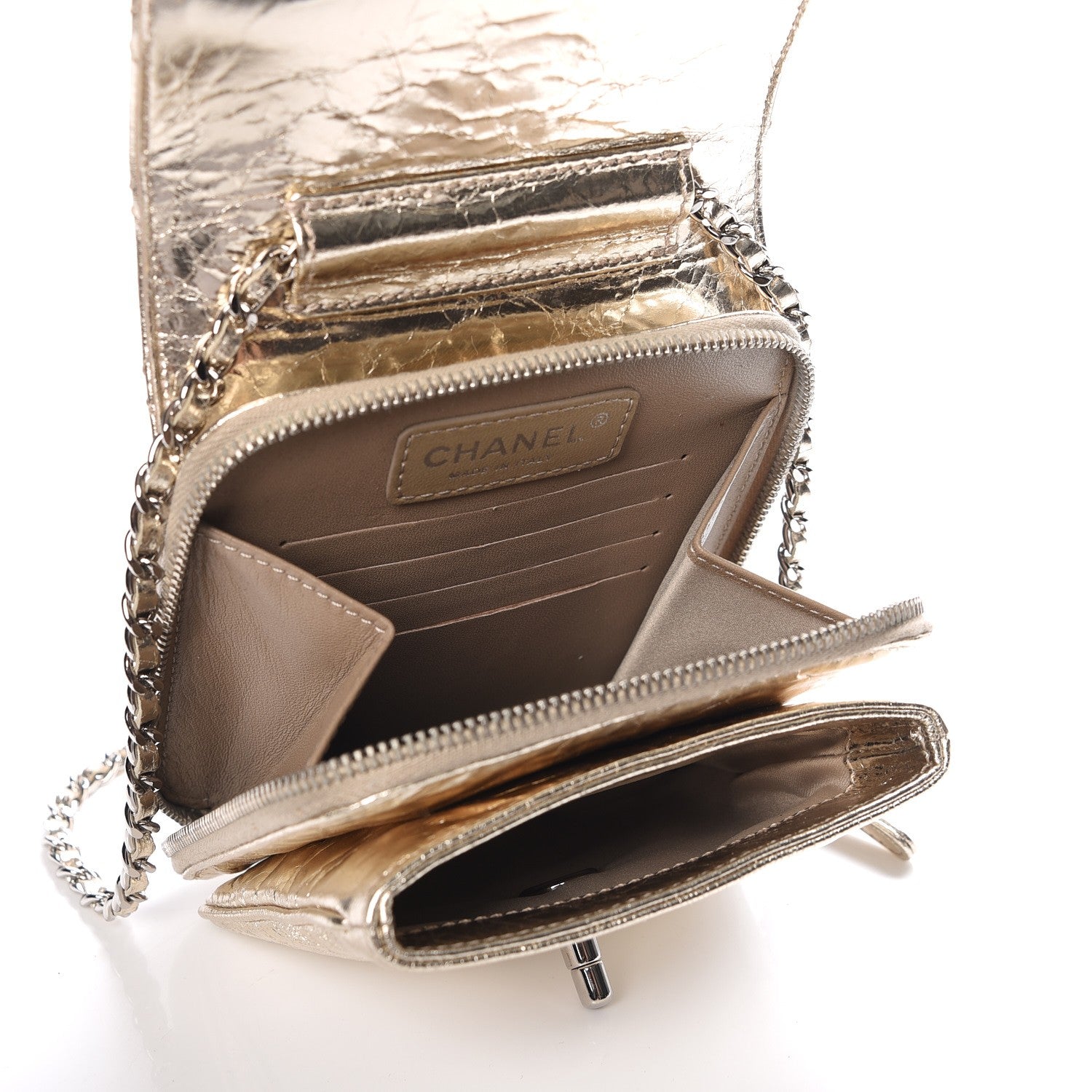 Chanel Crackled Aged Calfskin Mini Crossbody Flap Gold 5 of 8