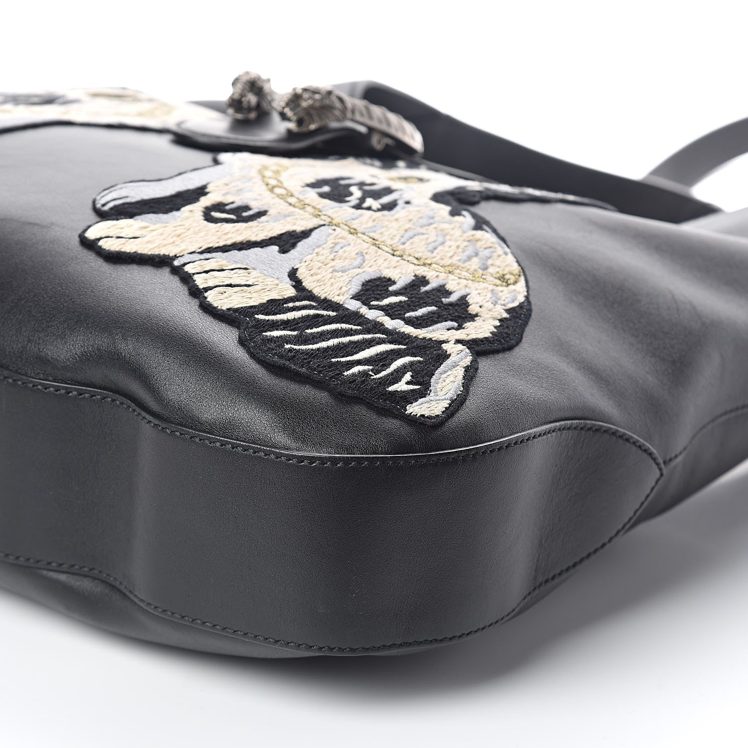 Gucci Calfskin Dog Embroidered Large Dionysus Hobo Black 10 of 10
