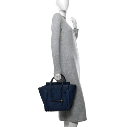 Celine Drummed Calfskin Micro Luggage Marine 2 of 14